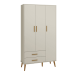 Quarto Completo Bebê Aline Areia - Berço + Cômoda + Guarda-Roupa 3 Portas