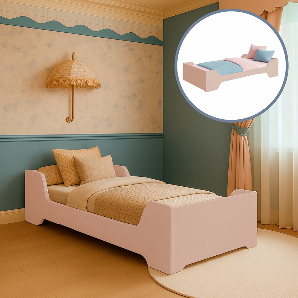Cama Zara 2 Em 1 Evolutiva Rosa Fosco - Padrão Solteirão Cama Zara 2 Em 1 Evolutiva Rosa Fosco - Padrão Solteirão