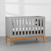 Berço Guiga Americano Vira Mini Cama Cinza Fosco