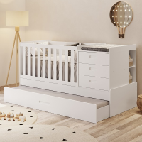 Berço Valentina Americano Multifuncional Com Cama Auxiliar Branco Fosco 