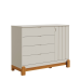Quarto Completo Bebê Lótus Areia - Berço + Cômoda + Guarda-Roupa 4 Portas