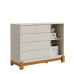 Quarto Completo Bebê Lótus Areia - Berço + Cômoda + Guarda-Roupa 4 Portas