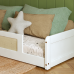 Cama Montessoriana Carneiros Branca – Madeira/Mdf com Grade de Proteção com Detalhe em Palha 197x95cm