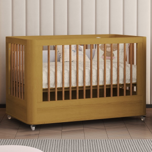 Berço Bia Slim Americano Vira Mini Berço e Mini Cama Savana Fosco