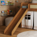 Cama Solteirão com Escorregador Carneiros Mel – Madeira/Mdf com Grade de Proteção com Detalhe em Palha 197x195cm
