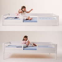 Cama Solteirão Montessoriana Ábaco Branca – Madeira/Mdf 3 em 1 com Grades Removíveis 199x95cm