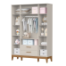 Quarto Completo Bebê Lipe Areia - Berço + Cômoda + Guarda-Roupa 4 Portas