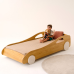 Cama Montessoriana Solteirão Carro Lumi Ábaco Amadeirada com Rodas Off White – MDF 209x97cm